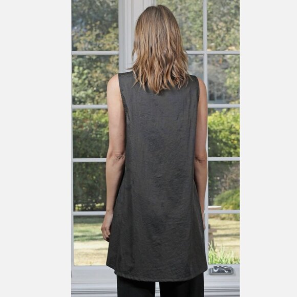 Beau Jours Leona Lagenlook Cowl Neck High Low Tunic Top with Pockets Women's M - Picture 9 of 11